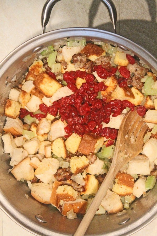 Stuffing with Cornbread, Sweet Italian Sausage, and Cranberries