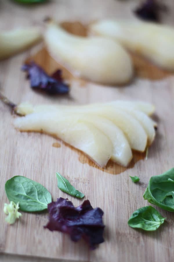 Poached Pear & Brie Salad with Honey Balsamic Dressing Cooking for Keeps