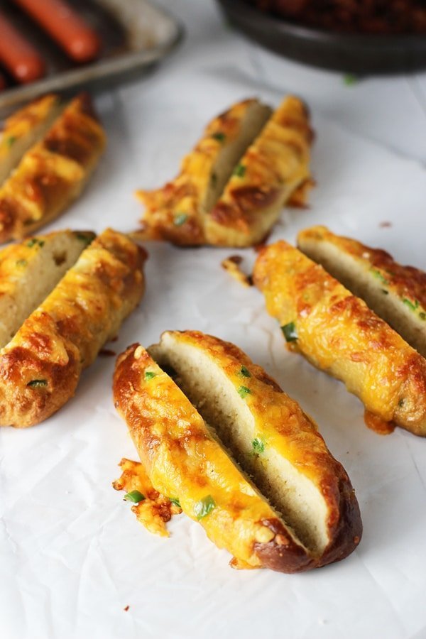 Jalapeño and Cheddar Hot Dog Buns with Turkey Chili Cheese Oh Sweet Basil Cooking for Keeps