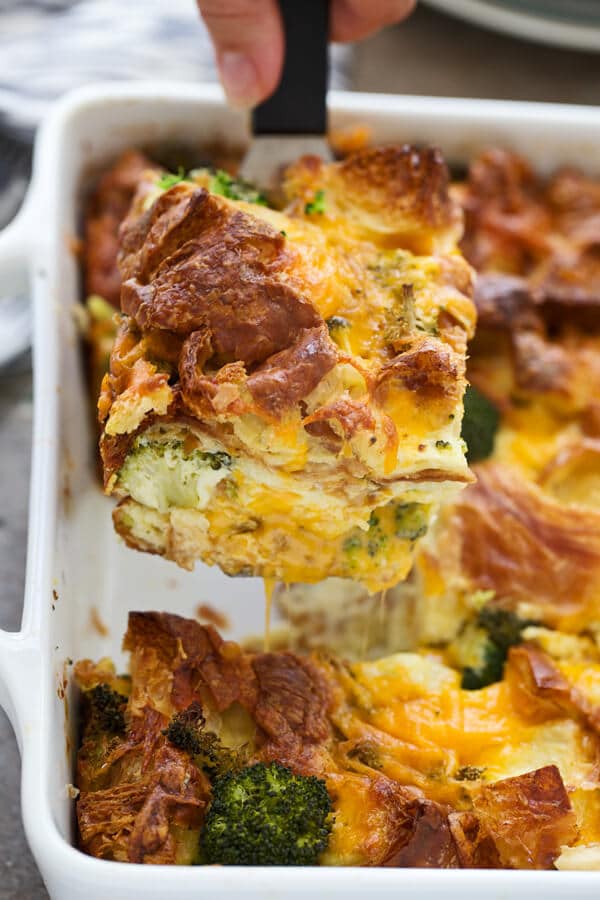 Broccoli Cheddar Croissant Breakfast Casserole Cooking for Keeps