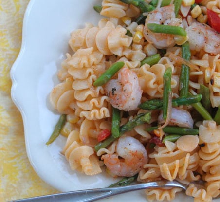 Asparagus and Shrimp Pasta with Tomato Butter Sauce