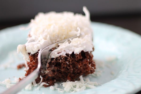 Chocolate Coconut Tres Leche Cake- Lightened Up