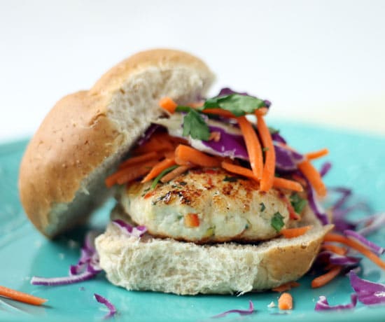 Spicy Chicken Burgers with Carrot & Cabbage Slaw