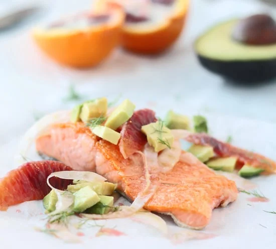 Salmon with Fennel, Avocado &amp; Blood Orange Vinaigrette 