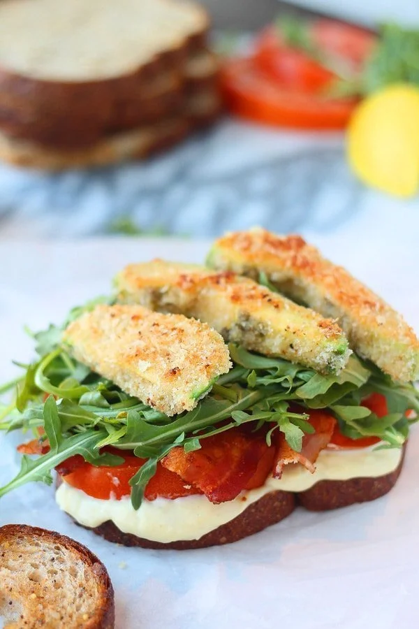 Fried Avocado Sandwiches with Bacon and Homemade Lemon Aioli