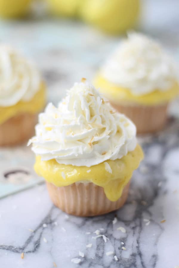 Coconut Cupcakes with Lemon Curd, Vanilla Whipped Cream and Toasted ...