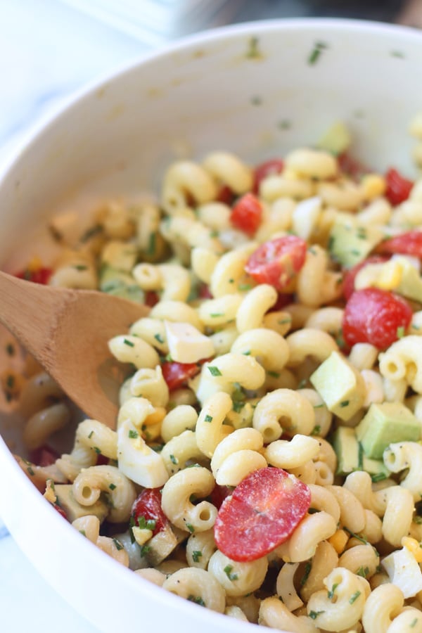 Cobb Pasta Salad - A lightened up cobb-style pasta salad perfect for spring and summertime picnics.