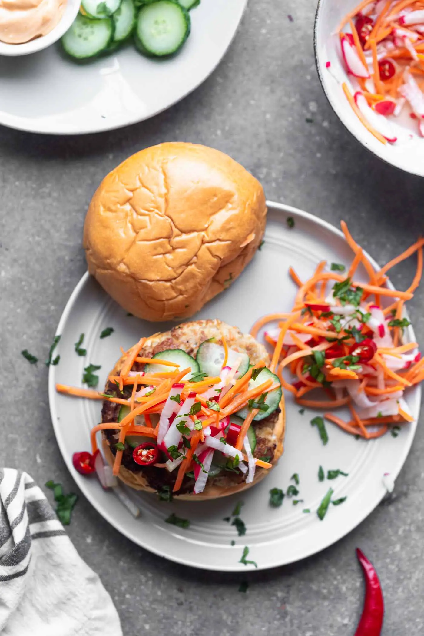 Bánh Mì Chicken Burgers - Cooking for Keeps