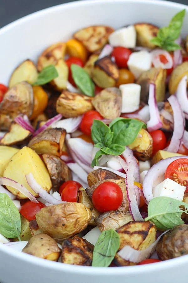 Grilled Caprese Potato Salad with Honey Balsamic Vinaigrette 
