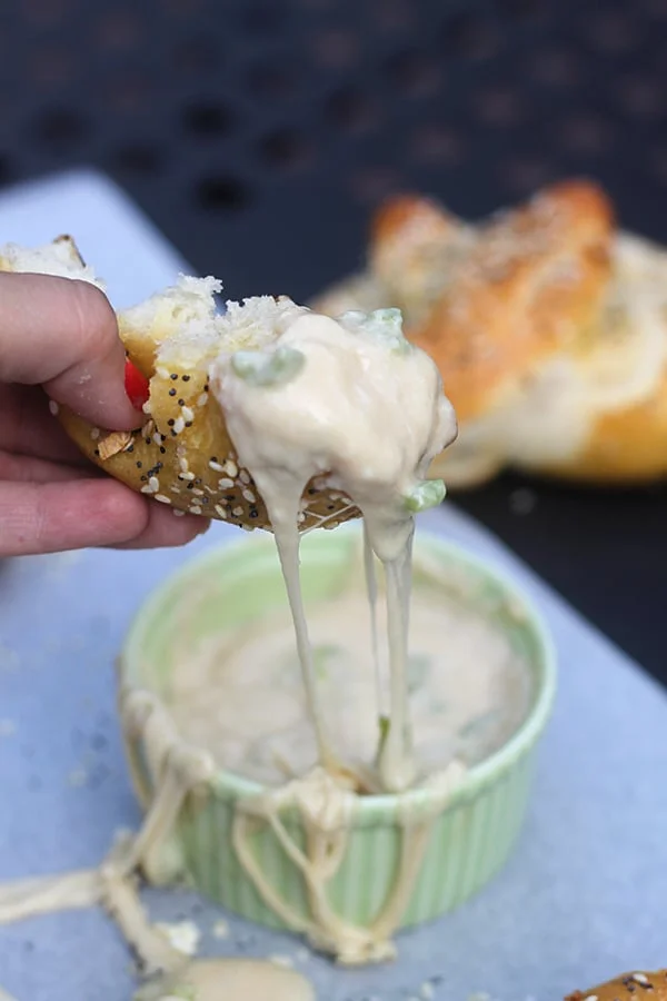 Everything Pretzels with Aged Monterey Jack, Pale Ale and Hatch Pepper Fondue