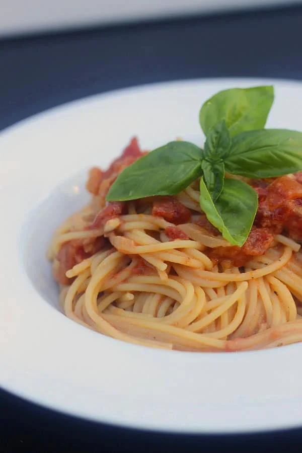 Angel Hair alla Sweet Vermouth with Goat Cheese and Basil 