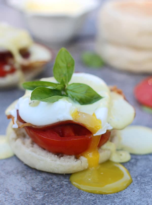 BLT Benedicts with Prosciutto and Basil Hollandaise