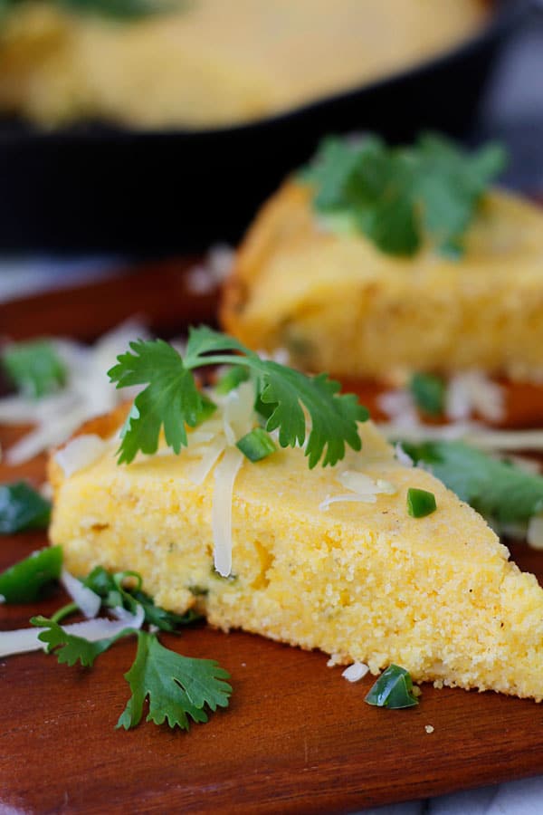 Brown Butter Cornbread with Poblano Chiles and Gruyere Cheese