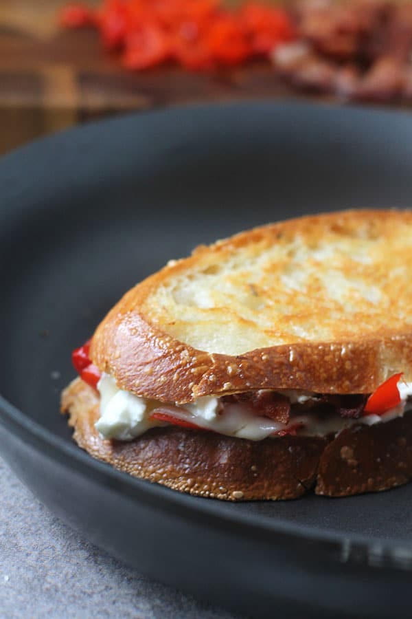 Peppadew Pepper, Goat Cheese and Bacon Grilled Cheese Cook