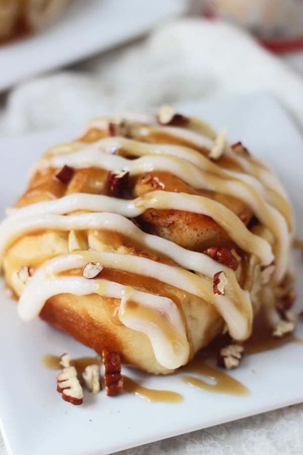 Apple Pecan Cinnamon Rolls with Cream Cheese Frosting and Caramel Sauce 2