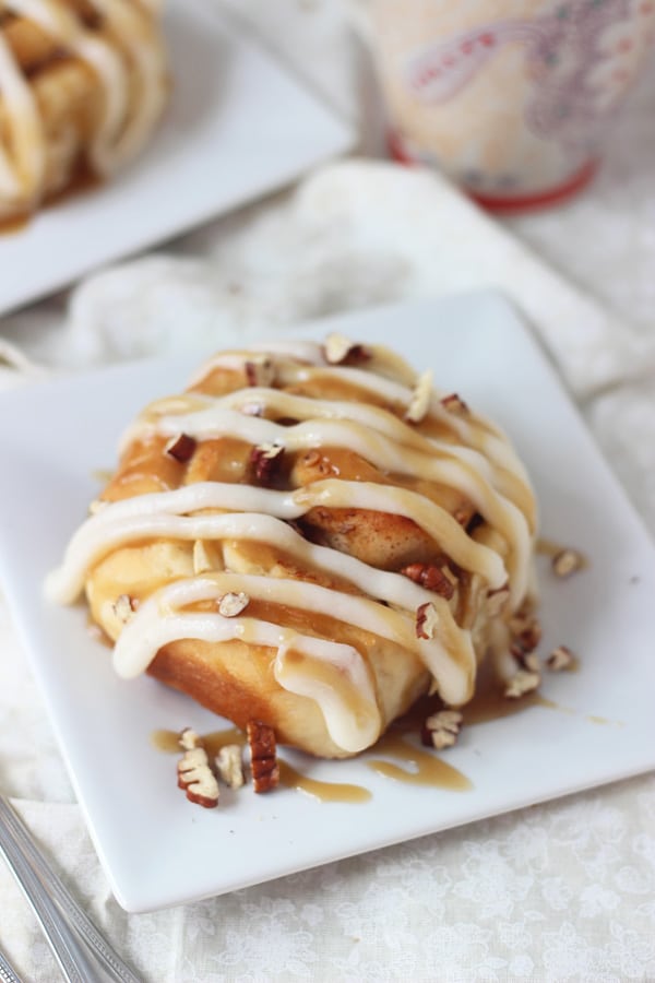Apple Pecan Cinnamon Rolls with Cream Cheese Frosting and Caramel Sauce 7