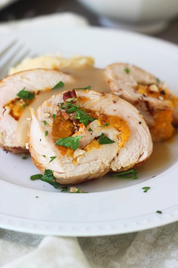 Butternut Squash Turkey Roulade with Apple Cider Gravy Cooking for Keeps
