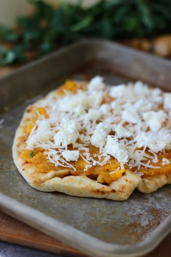 Butternut Squash and Kale Naan Pizza with Pancetta and Goat Cheese 5