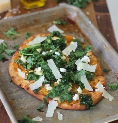 Butternut Squash and Kale Naan Pizzas with Pancetta and Goat Cheese9