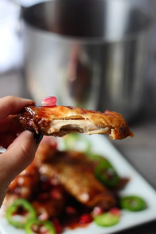Sticky Baked Wings with Spicy Pomegranate Glaze