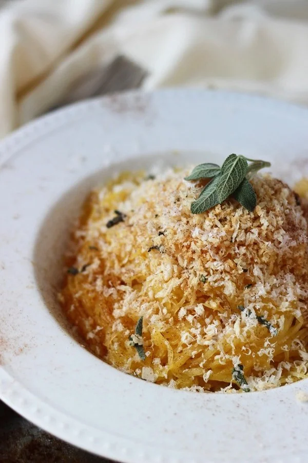 Cinnamon and Pumpkin Spaghetti Squash Carbonara with Parmesan Sage Breadcrumbs 2
