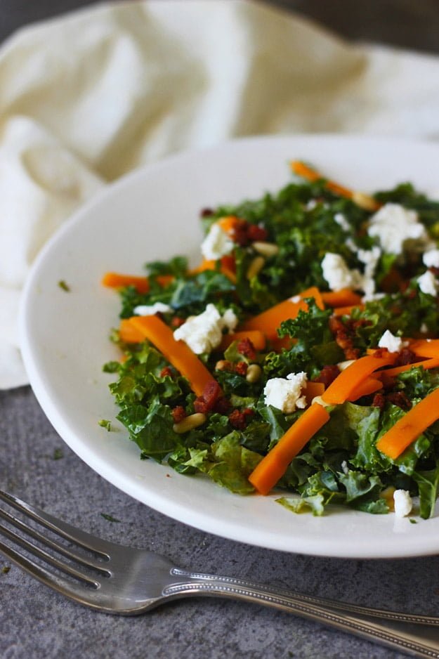 Kale Salad with Butternut Squash, Pancetta and Blue Cheese 2
