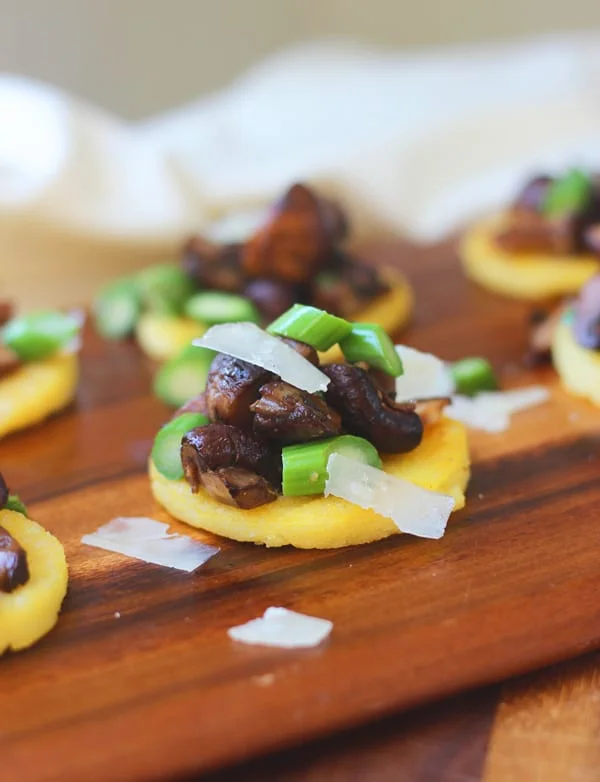 Polenta Bites with Sherried Mushrooms, Asparagus and Parmesan 3