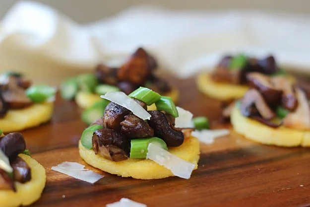 Polenta Bites with Sherried Mushrooms, Asparagus and Parmesan 7
