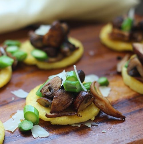 Polenta Bites with Sherried Mushrooms, Asparagus and Parmesan - Cooking ...