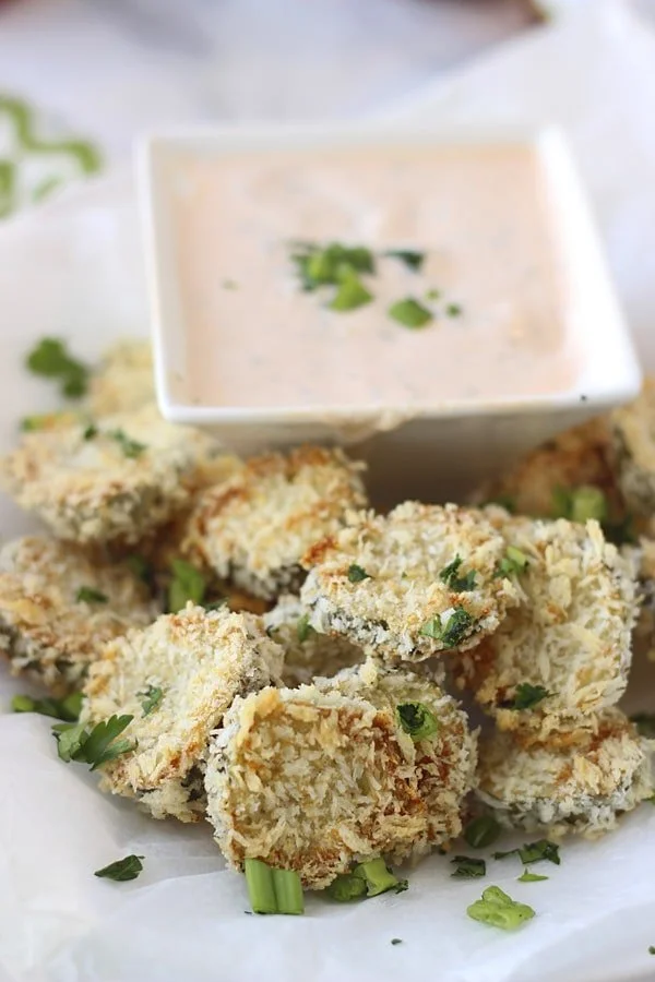Baked Fried Pickles with Homemade Sirracha Ranch 7