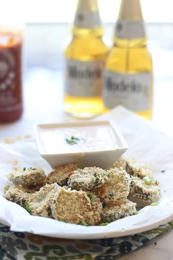 Baked Fried Pickles with Sirracha Ranch 4