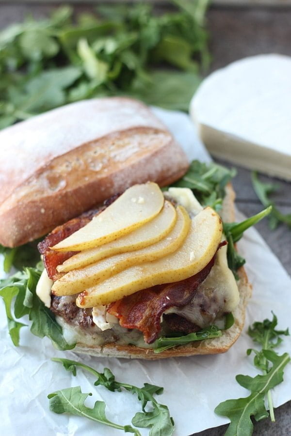 Bison Burgers with Brie, Bacon and Carmelized Pears 5