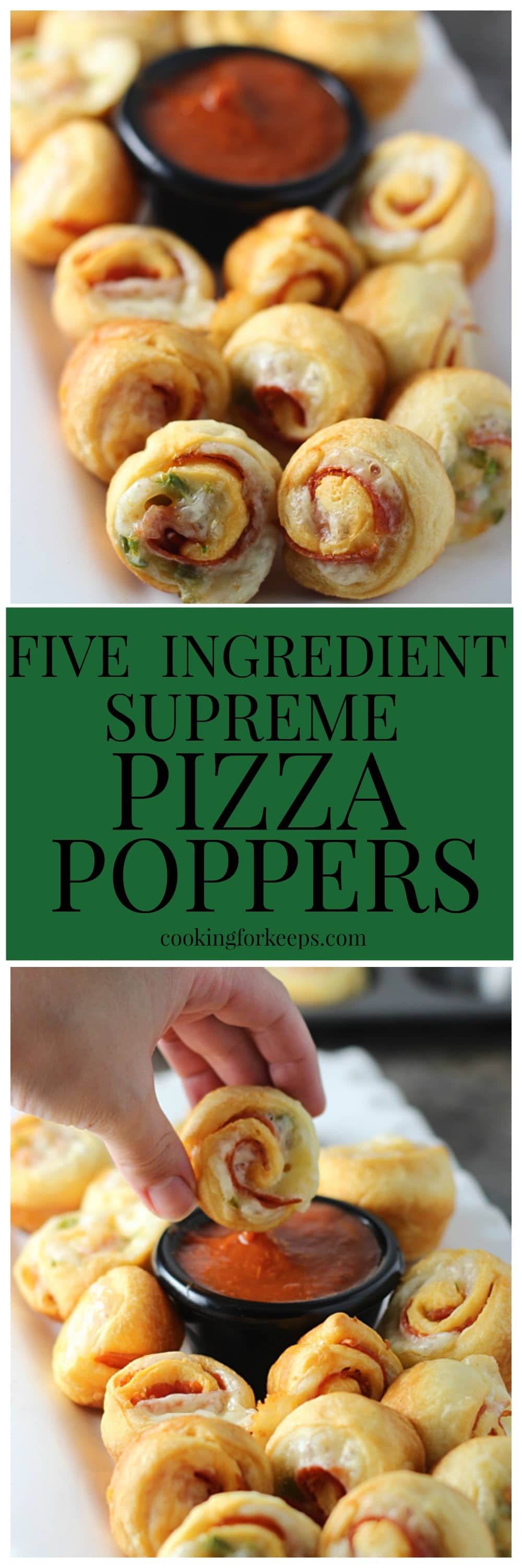 Five Ingredient Supreme Pizza Poppers -- Ridiculously easy and so addictive!