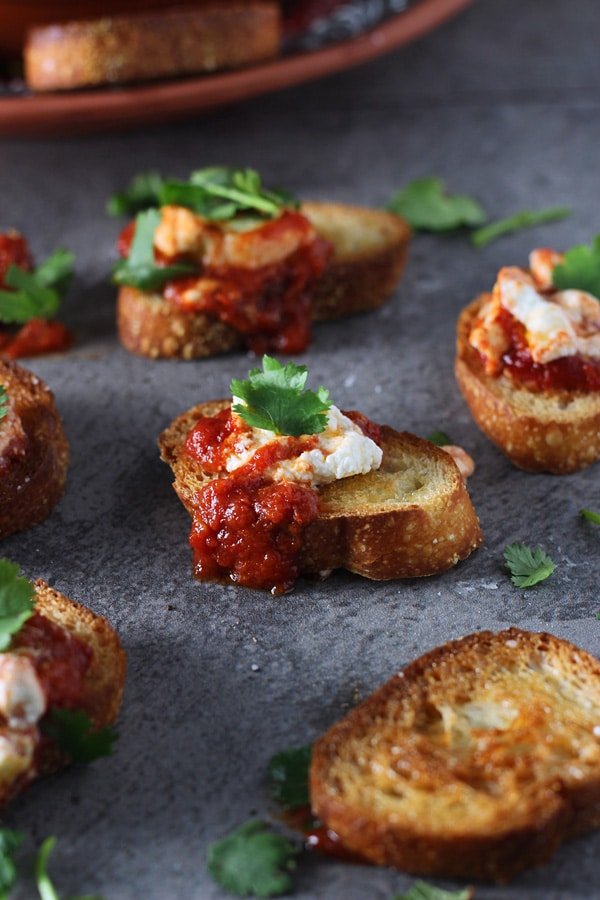 easiest ever baked goat cheese in tomato sauce