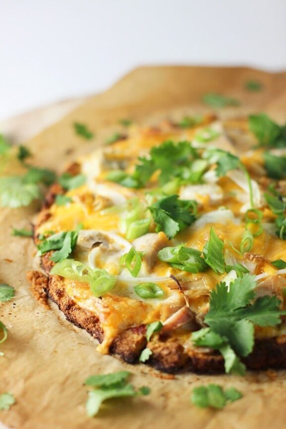 Chicken Enchilada Cauliflower Crust Pizza Cooking for Keeps