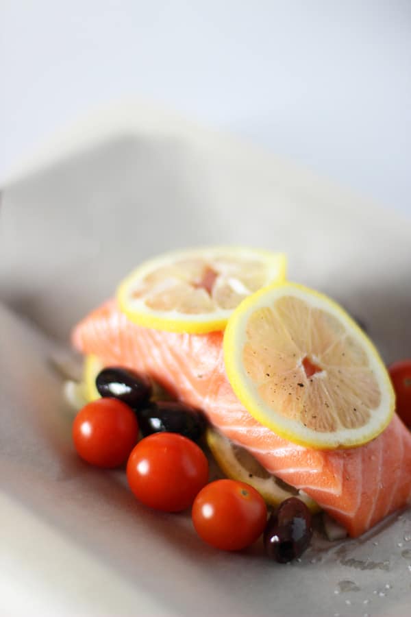 Salmon En Papillote with Cherry Tomtoes, Fennel and Kalamata Olives 6