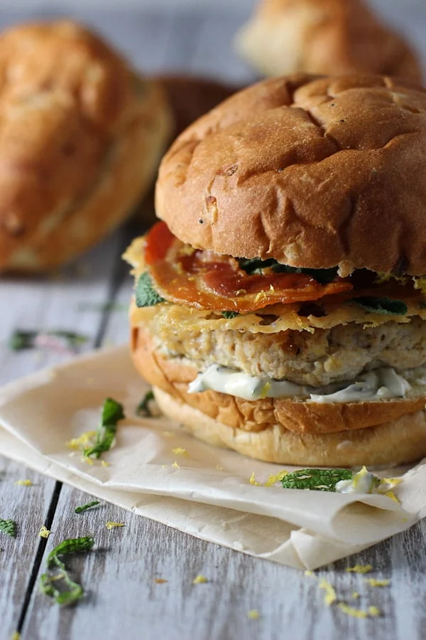 Saltimbocca Turkey Burgers via cookingforkeeps.com