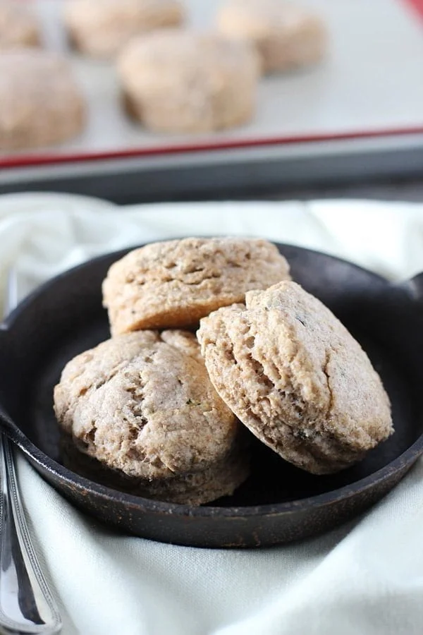 Skinny Biscuits and Gravy with Whole-Wheat Sage Biscuits via cookingforkeeps.com
