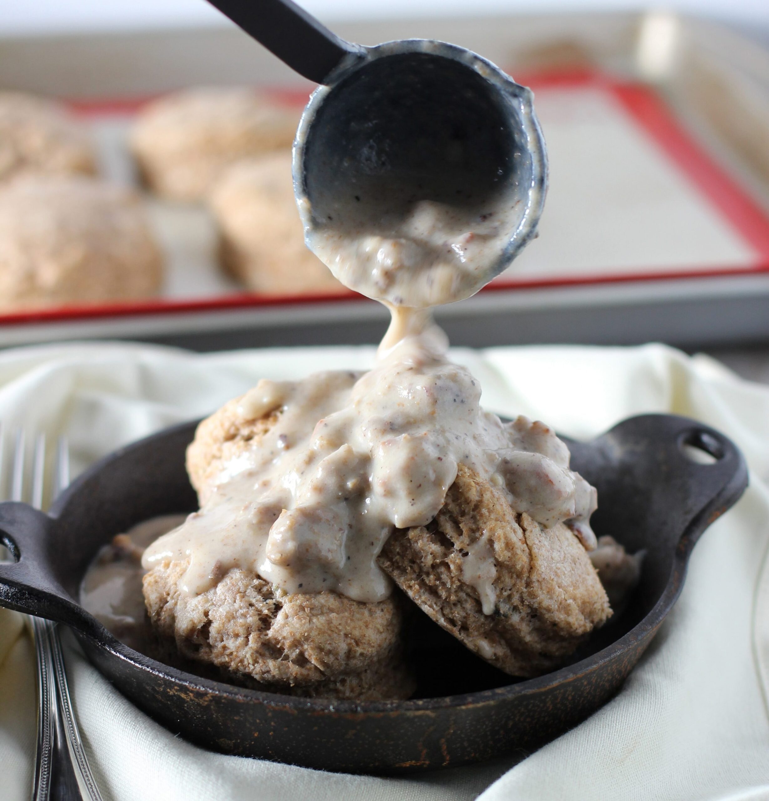 Skinny Biscuits and Gravy with WholeWheat Sage Biscuits Cooking for
