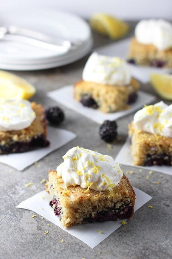 Blackberry Buttermilk Cake with Lemon Scented Icing