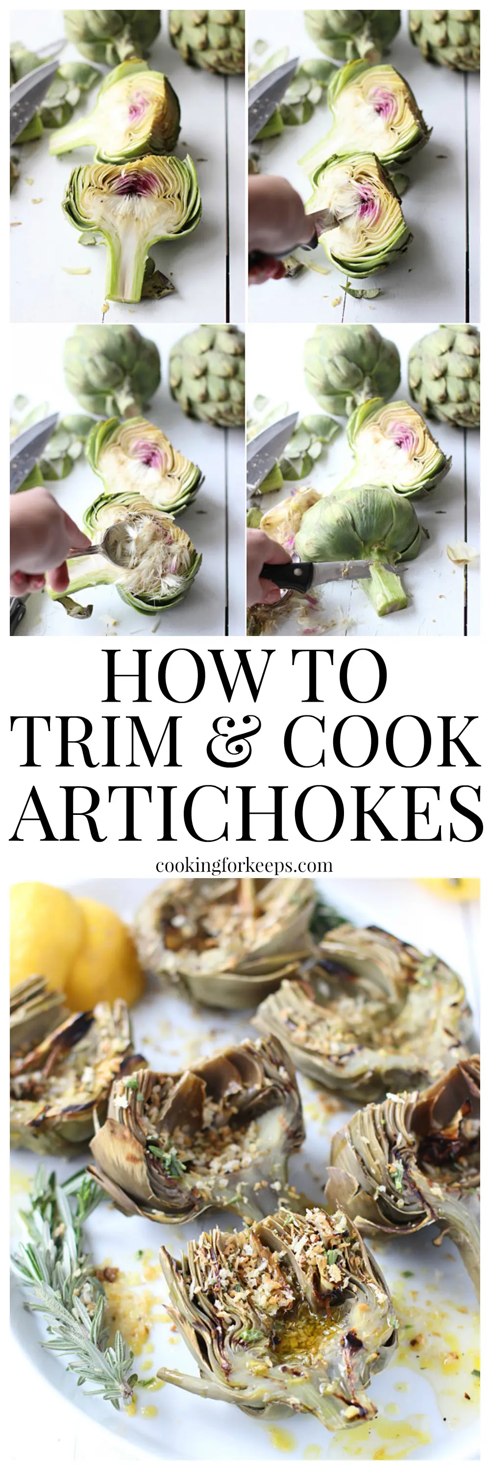 Easy Grilled Artichokes with Rosemary Lemon Vinaigrette and Garlic Bread Crumbs