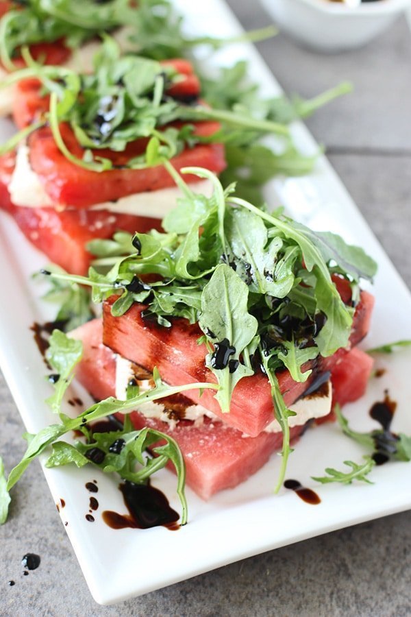 Grilled Watermelon &amp; Feta Stacked Salad
