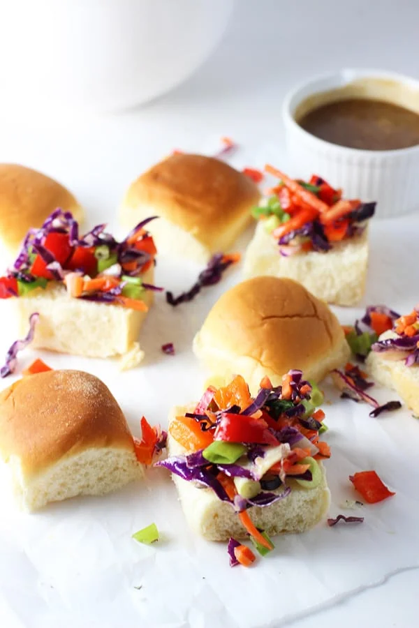 Salmon Sliders with (Epic!) Peanut Sauce and Asian Sesame Slaw