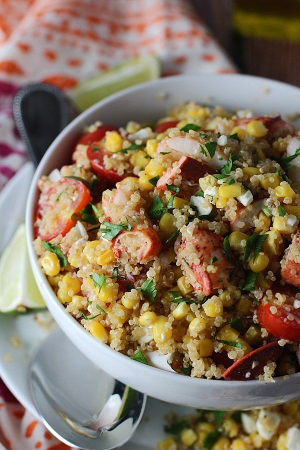 Lobster, Corn and Quinoa Salad with Lime Vinaigrette