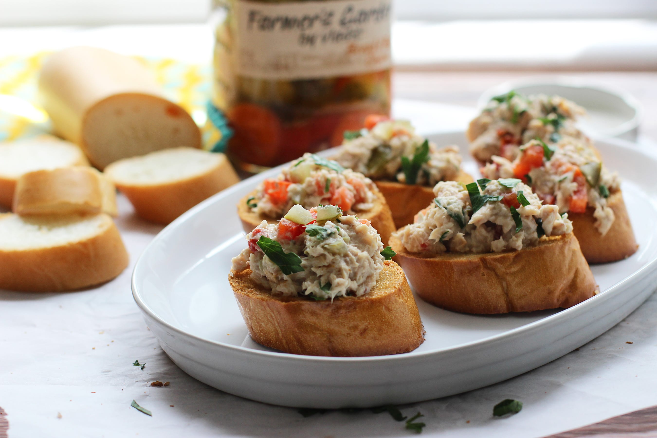 Fresh Herb Tuna Crostini - Cooking for Keeps