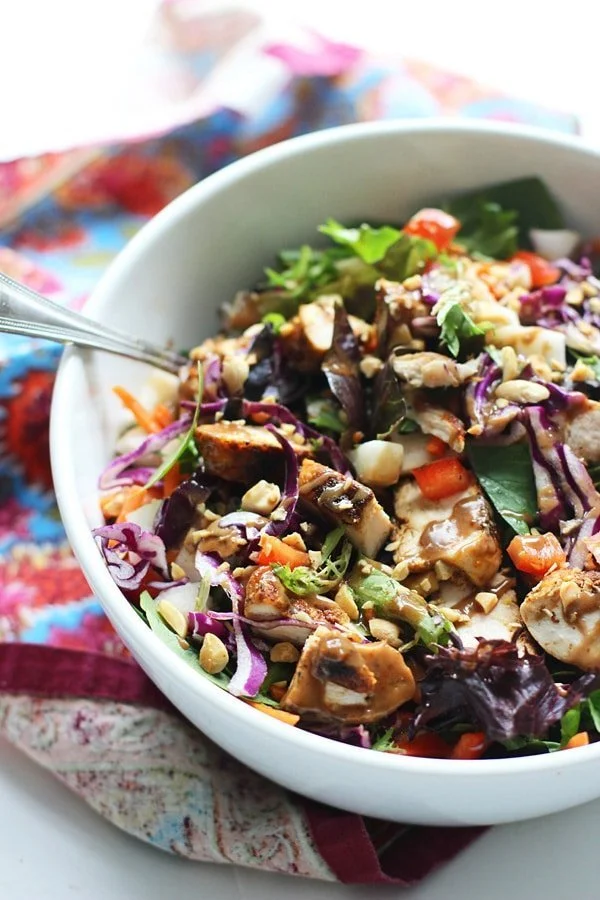 Chopped Spicy Chicken Salad with Peanut Dressing