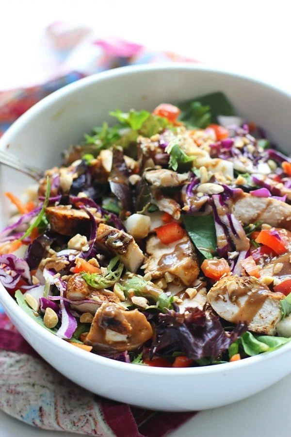 Chopped Spicy Chicken Salad with Peanut Dressing