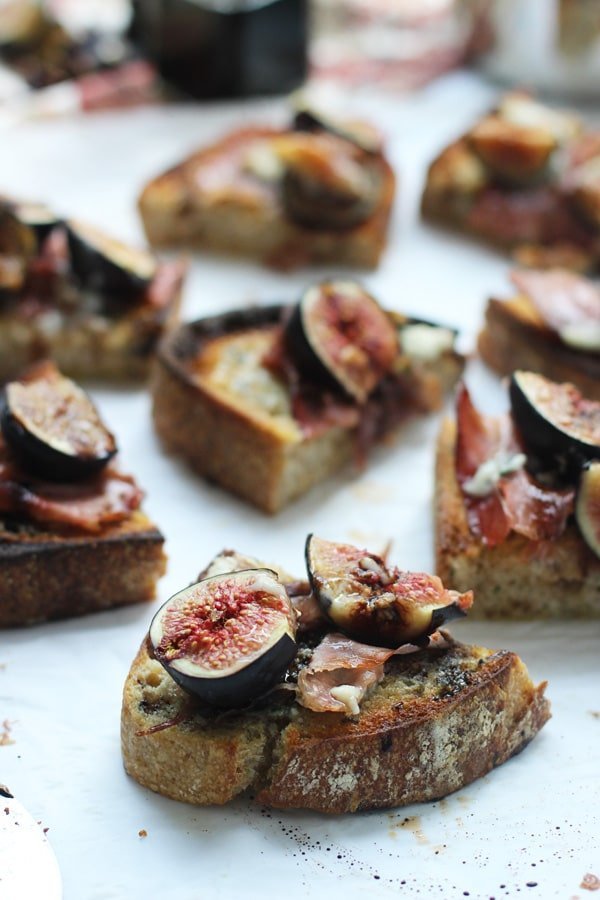 Roasted Fig, Blue Cheese and Proscuitto Tartines via Cooking for Keeps