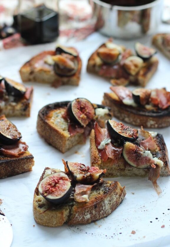 Roasted Fig, Blue Cheese and Prosciutto Tartines Cooking for Keeps