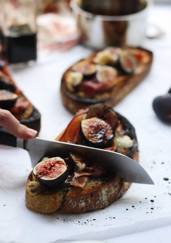 Roasted Fig, Blue Cheese and Prosciutto Tartines Cooking for Keeps